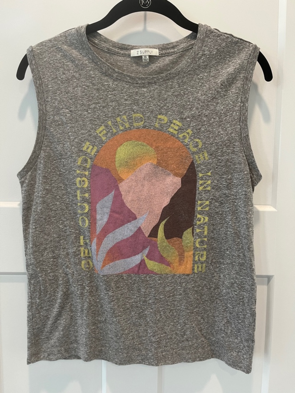 Z Supply Gray Muscle Tee with Multicolor Graphic